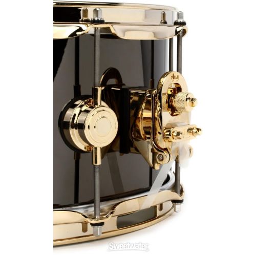  DW Collector's Series Metal Snare Drum - 6.5 x 14 inch - Black Nickel Over Brass with Gold Hardware