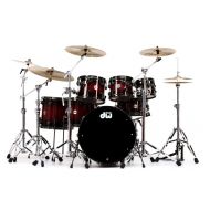 DW Collector's Series Lacquer 7-piece Shell Pack - Quick Candy Black Burst over Purpleheart