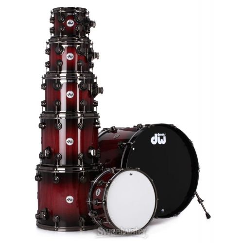  DW Collector's Series Lacquer 7-piece Shell Pack - Quick Candy Black Burst over Purpleheart