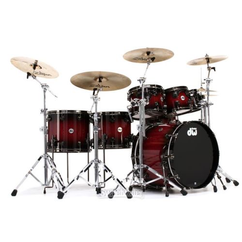  DW Collector's Series Lacquer 7-piece Shell Pack - Quick Candy Black Burst over Purpleheart