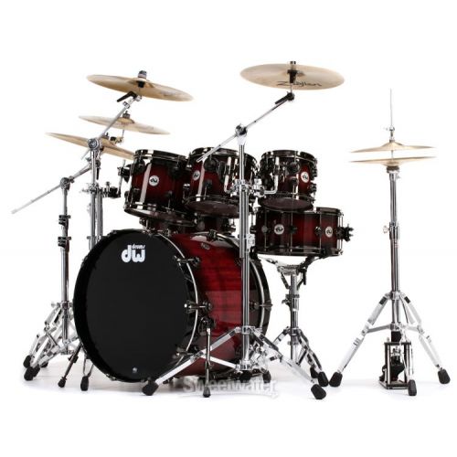  DW Collector's Series Lacquer 7-piece Shell Pack - Quick Candy Black Burst over Purpleheart