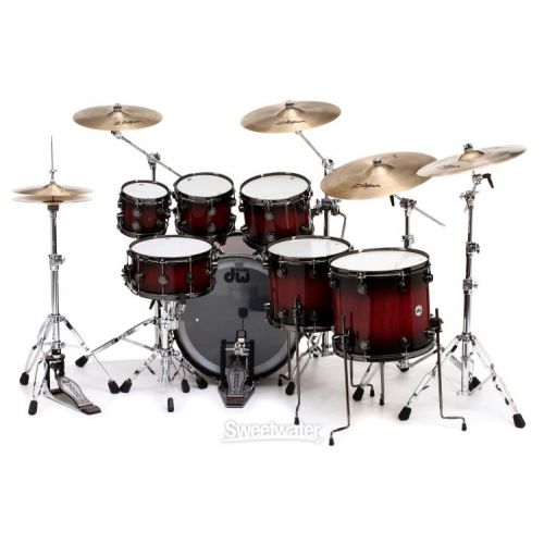  DW Collector's Series Lacquer 7-piece Shell Pack - Quick Candy Black Burst over Purpleheart