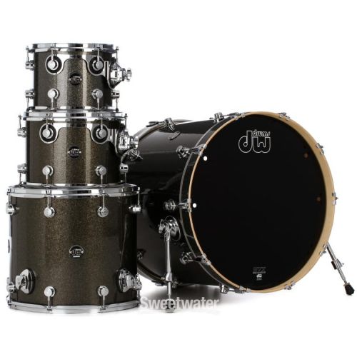  DW Performance Series 4-piece Shell Pack with 22 inch Bass Drum - Pewter Sparkle FinishPly