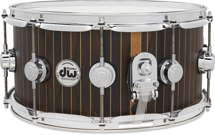  DW Limited-edition Collector's Series Maple Snare Drum - 6.5 inch x 14 inch, Brass Pinstripe Ziricote