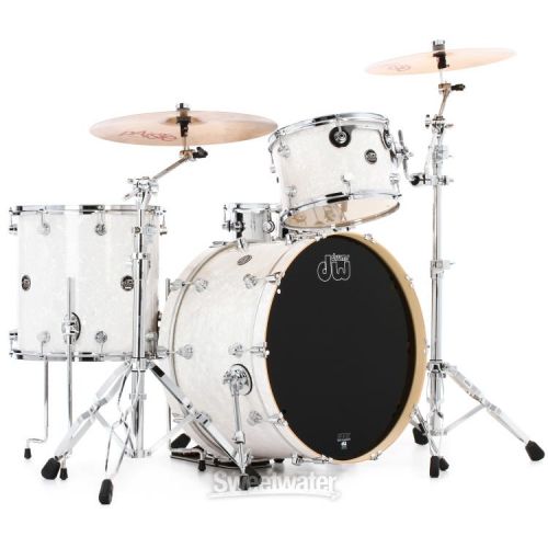  DW Performance Series 3-piece Shell Pack with 24 inch Bass Drum - White Marine FinishPly