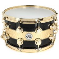 DW Collector's Series Snare Drum - 8 x 14-inch - Black Mirra with Gold Leaf Stripe
