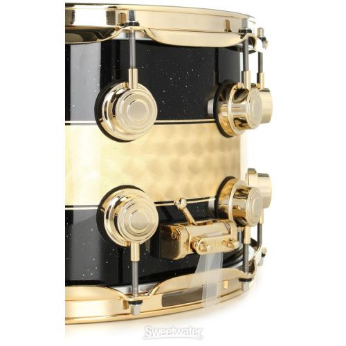  DW Collector's Series Snare Drum - 8 x 14-inch - Black Mirra with Gold Leaf Stripe