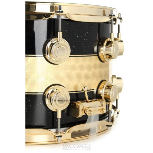  DW Collector's Series Snare Drum - 8 x 14-inch - Black Mirra with Gold Leaf Stripe