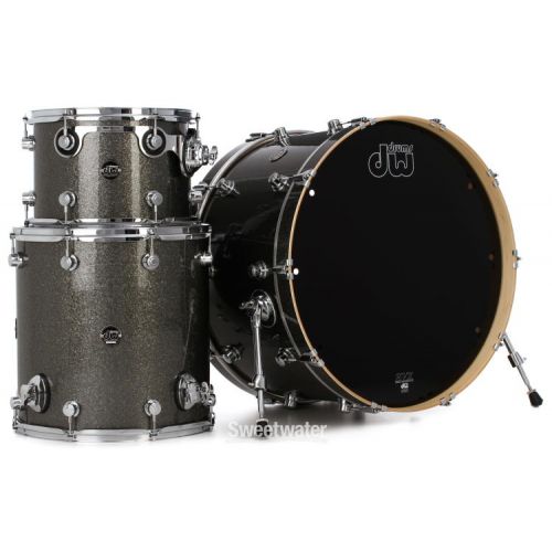  DW Performance Series 3-piece Shell Pack with 24 inch Bass Drum - Pewter Sparkle Finish Ply
