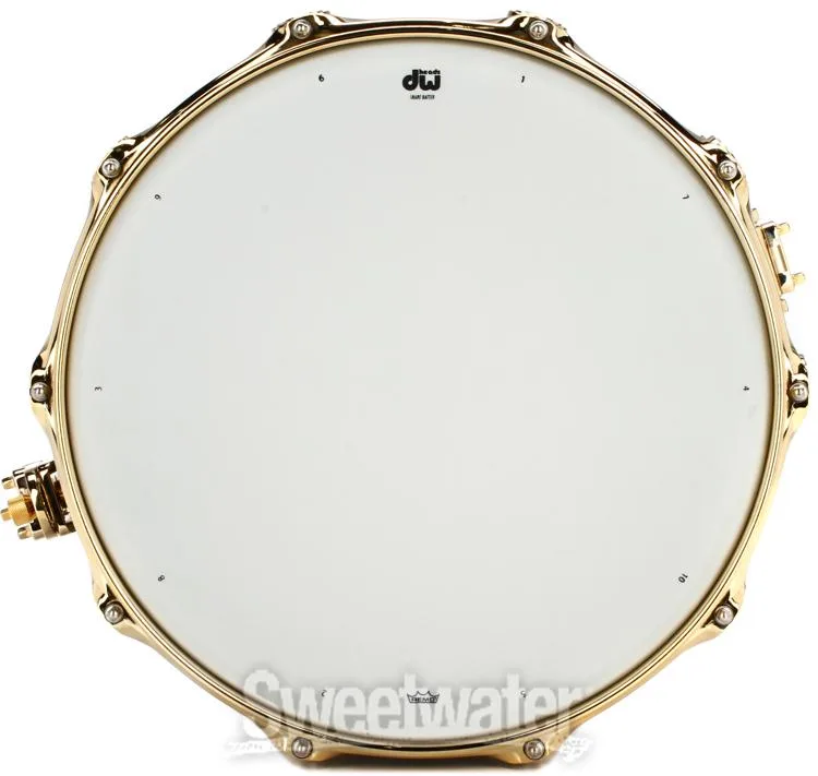  DW Collector's Series Metal Snare Drum - 8 x 14-inch - Satin Black Over Brass - Gold Hardware