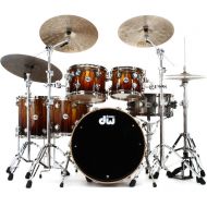 DW Collector's Series Exotic 5-piece Maple Shell Pack - Natural to Burnt Toast Fade over African Chechen