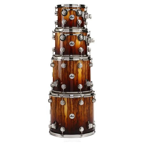  DW Collector's Series Exotic 5-piece Maple Shell Pack - Natural to Burnt Toast Fade over African Chechen