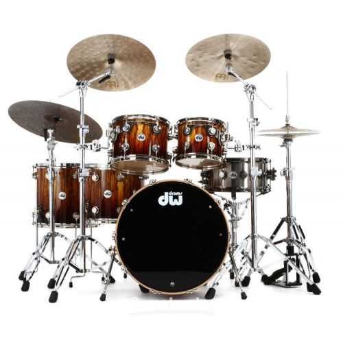  DW Collector's Series Exotic 5-piece Maple Shell Pack - Natural to Burnt Toast Fade over African Chechen