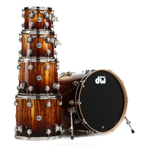  DW Collector's Series Exotic 5-piece Maple Shell Pack - Natural to Burnt Toast Fade over African Chechen