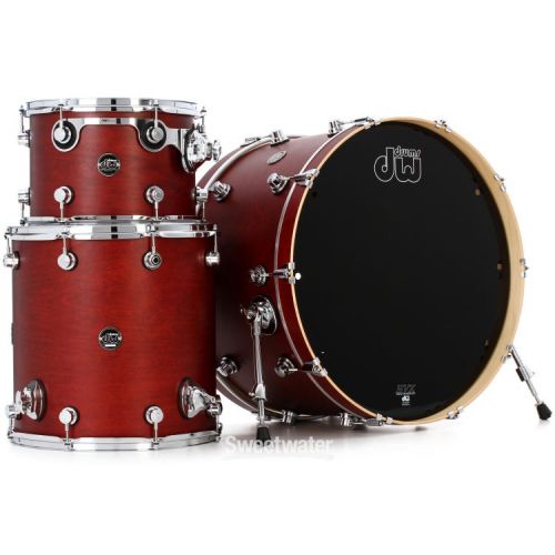  DW Performance Series 3-piece Shell Pack with 24 inch Bass Drum - Tobacco Stain Satin Oil