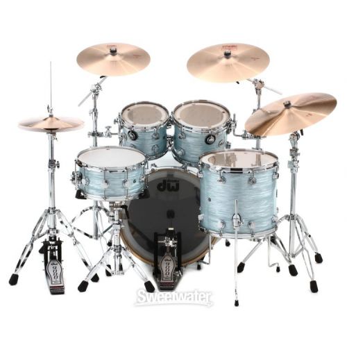  DW Collector's Series FinishPly 4-piece Shell Pack - Pale Blue Oyster with Chrome Hardware