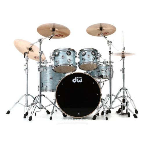  DW Collector's Series FinishPly 4-piece Shell Pack - Pale Blue Oyster with Chrome Hardware