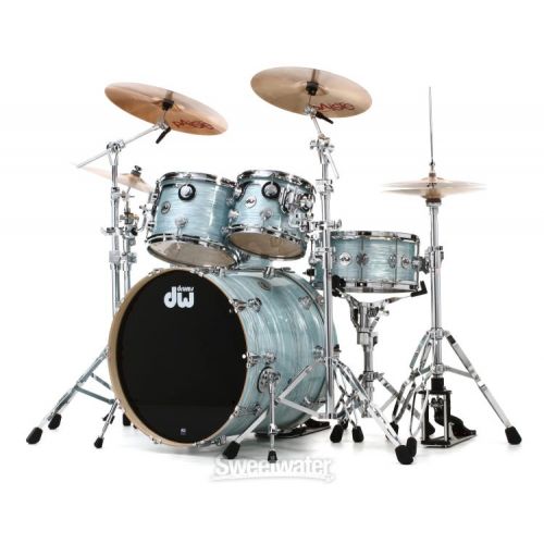  DW Collector's Series FinishPly 4-piece Shell Pack - Pale Blue Oyster with Chrome Hardware