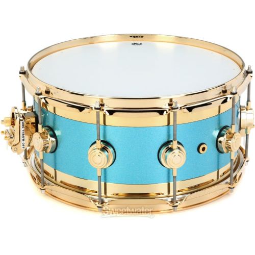  DW Collector's Series Edge Snare Drum - 7 x 14-inch - Silver Blue Sparkle Lacquer
