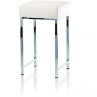 DWBA Bath Collection DWBA Backless Vanity Stool Bench, with Chrome Metal Legs, White