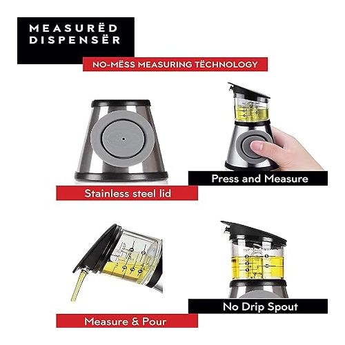  Oil Dispenser For Kitchen & Olive Oil Sprayer For Cooking Non-drip, Glass 2 In 1 Oil Dispenser And Oil Sprayer - 17 Oz Olive Oil Dispenser Bottle Spray And Pour With Measurements & 6 Oz Spray Bottle