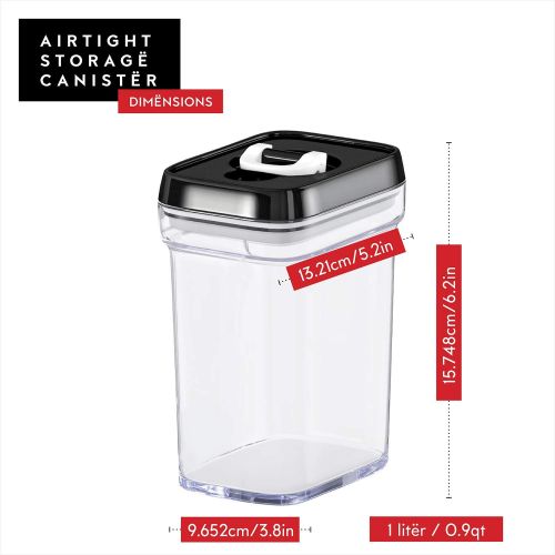  [아마존 핫딜] [아마존핫딜]DWELLZA KITCHEN Airtight Food Storage Containers with Lids  6 Piece Set/All Same Size - Air Tight Snacks Pantry & Kitchen Container - Clear Plastic BPA-Free - Keeps Food Fresh & D