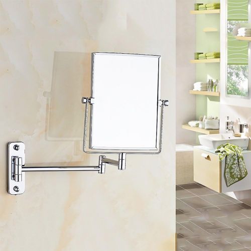  DW&HX Extendable Makeup Mirror, Wall Mirror Wall Mounted Two-Sided Swivel Vanity Mirror Push-Pull Enlarge Hanging Mirror Folding Mirror Bathroom Makeup Mirror-Silvery
