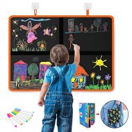 [아마존베스트]DX DA XIN Kids Doodle Drawing Board, Erasable Blackboard for Toddlers Boys Girls Painting Foldable Drawing Pad with Colorful Pens Best for Child Birthday