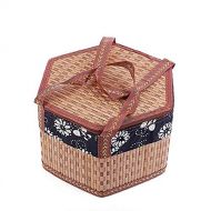 DXDS Cutlery basketHand-Woven Bamboo Basket Small Basket Picnic Basket Shopping Basket Bamboo Blue