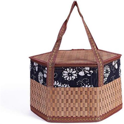  DXDS Cutlery basketHand-Woven Bamboo Basket Small Basket Picnic Basket Shopping Basket Bamboo Blue