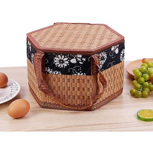  DXDS Cutlery basketHand-Woven Bamboo Basket Small Basket Picnic Basket Shopping Basket Bamboo Blue