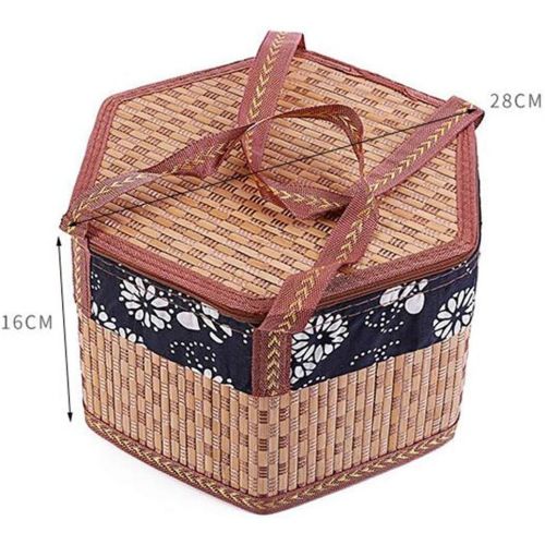  DXDS Cutlery basketHand-Woven Bamboo Basket Small Basket Picnic Basket Shopping Basket Bamboo Blue