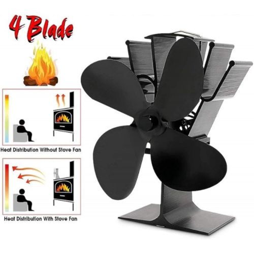  DXDUI Heater Low Pressure Fan 4 Blade Thermal Power Quiet Fast Efficient Heat Distribution High, for Indoor Wood Burners Outside and Stove Heaters
