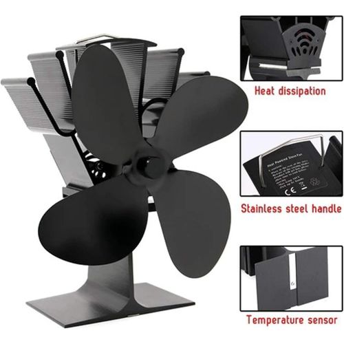  DXDUI Heater Low Pressure Fan 4 Blade Thermal Power Quiet Fast Efficient Heat Distribution High, for Indoor Wood Burners Outside and Stove Heaters