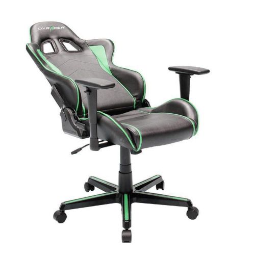  DXRacer OHFH08NE Black & Green Formula Series Gaming Chair Ergonomic High Backrest Office Computer Chair Esports Chair Swivel Tilt and Recline with Headrest and Lumbar Cushion +