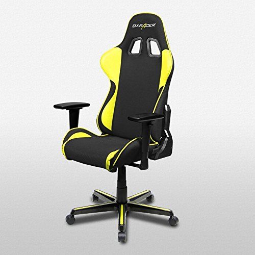  DXRacer OHFH11NY Black & Yellow Formula Series Gaming Chair Ergonomic High Backrest Office Computer Chair Esports Chair Swivel Tilt and Recline with Headrest and Lumbar Cushion +