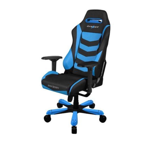  DXRacer OHIS166NB Blue & Black Iron Series Gaming Chair Ergonomic High Backrest Office Computer Chair Esports Chair Swivel Tilt and Recline with Headrest and Lumbar Cushion + War