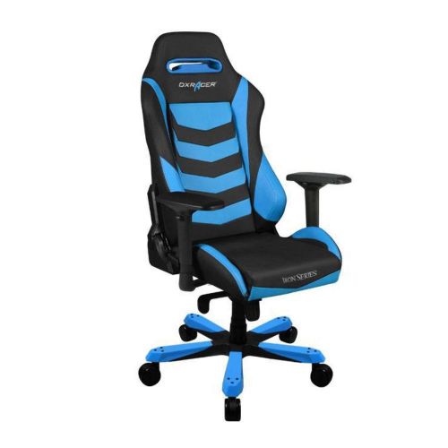  DXRacer OHIS166NB Blue & Black Iron Series Gaming Chair Ergonomic High Backrest Office Computer Chair Esports Chair Swivel Tilt and Recline with Headrest and Lumbar Cushion + War