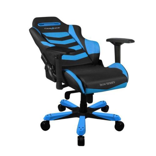  DXRacer OHIS166NB Blue & Black Iron Series Gaming Chair Ergonomic High Backrest Office Computer Chair Esports Chair Swivel Tilt and Recline with Headrest and Lumbar Cushion + War