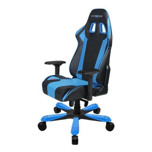  DXRacer OHKS06NB Black & Blue King Series Gaming Chair Ergonomic High Backrest Office Computer Chair Esports Chair Swivel Tilt and Recline with Headrest and Lumbar Cushion + Warr