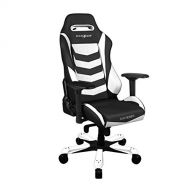 DXRacer OHIS166NW White & Black Iron Series Gaming Chair Ergonomic High Backrest Office Computer Chair Esports Chair Swivel Tilt and Recline with Headrest and Lumbar Cushion + Wa