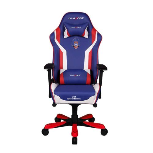  DXRacer OHKS186IWRUSA3 Special Edition USA King Series Gaming Chair Ergonomic High Backrest Office Computer Chair Esports Chair Swivel Tilt and Recline with Headrest and Lumbar