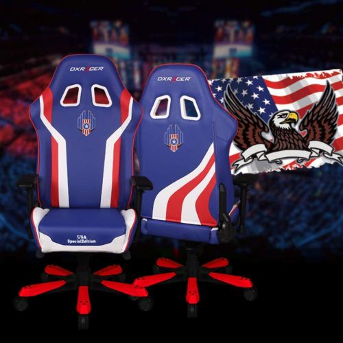  DXRacer OHKS186IWRUSA3 Special Edition USA King Series Gaming Chair Ergonomic High Backrest Office Computer Chair Esports Chair Swivel Tilt and Recline with Headrest and Lumbar