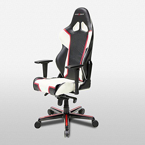  DXRacer OHRH110NWR BlackWhiteRed Racing Series Gaming Chair Ergonomic High Backrest Office Computer Chair Esports Chair Swivel Tilt and Recline with Headrest and Lumbar Cushion