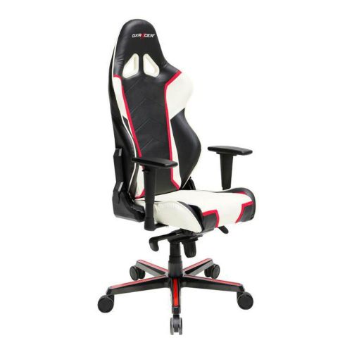  DXRacer OHRH110NWR BlackWhiteRed Racing Series Gaming Chair Ergonomic High Backrest Office Computer Chair Esports Chair Swivel Tilt and Recline with Headrest and Lumbar Cushion