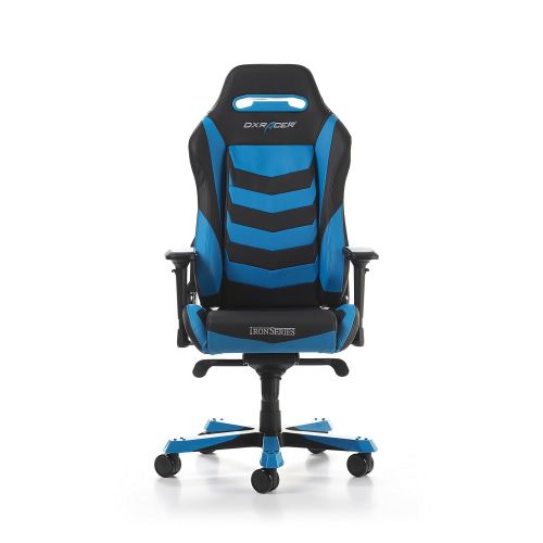  DXRacer Iron series OH/IS166/NB Large size Seat Office Chair Gaming Ergonomic with - Included Head and Lumbar Support Pillows (Black / Blue)