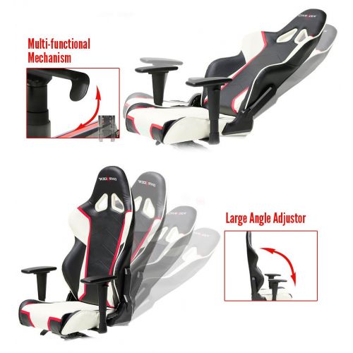  DXRacer Racing Series OH/RH110/NWR Racing Seat Office Chair Gaming Ergonomic Adjustable Computer Chair with - Includes Head and Lumbar Support Pillow (Black, White, Red)