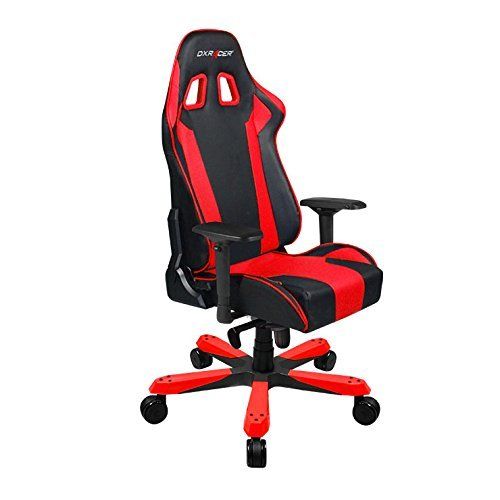  DXRacer King series OH/KS06/NR Large size Seat Office Chair Gaming Ergonomic with - Included Head and Lumbar Support Pillows (Black/Red)