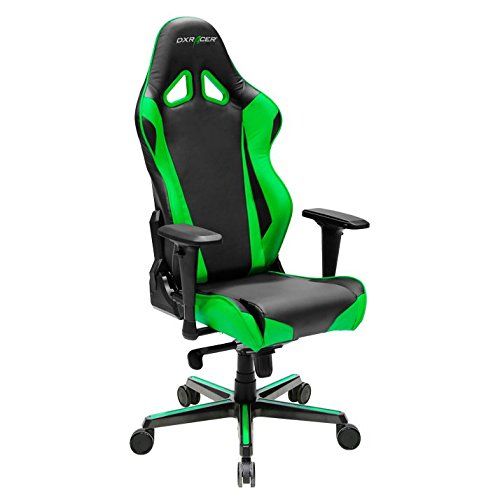  DXRacer USA LLC DXRacer OHRV001NE Racing Series Black and Green Gaming Chair - Includes 2 Free Cushions