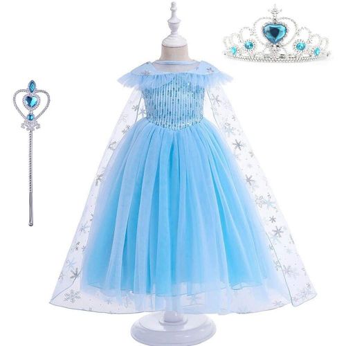  DXYtech Snow Queen Elsa Costumes Frozen Princess Sequins Dress Up Party Outfit for Toddler Girls